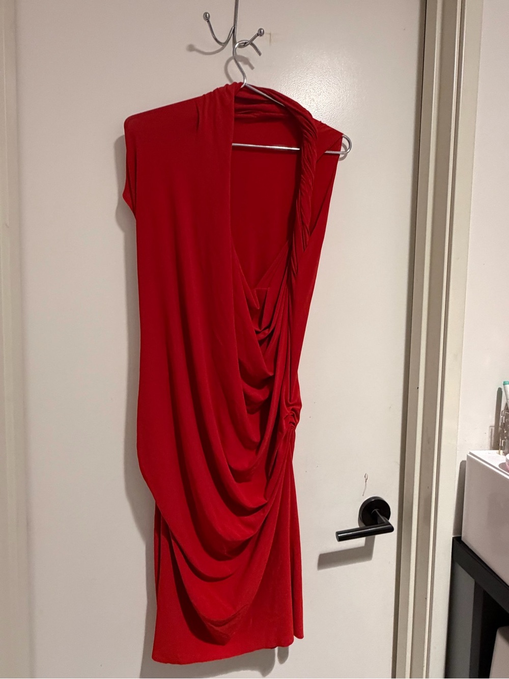 Lanvin One-Shoulder Draped Red Dress